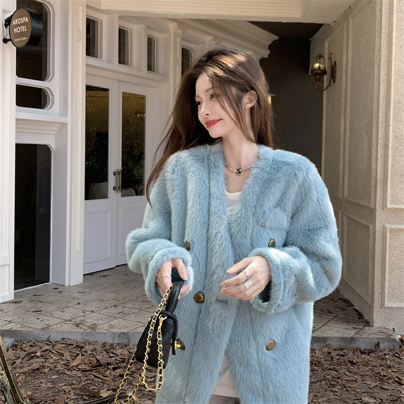 长袖外套棉服冬季宽松水貂毛加厚