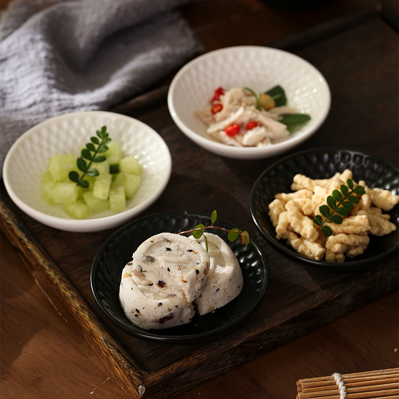 4寸锤目纹陶瓷蘸料碟家用小碟子