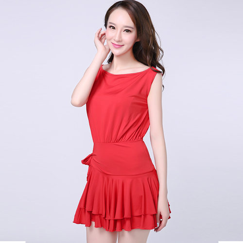 广场舞跳舞蹈服拉丁舞无袖连衣裙