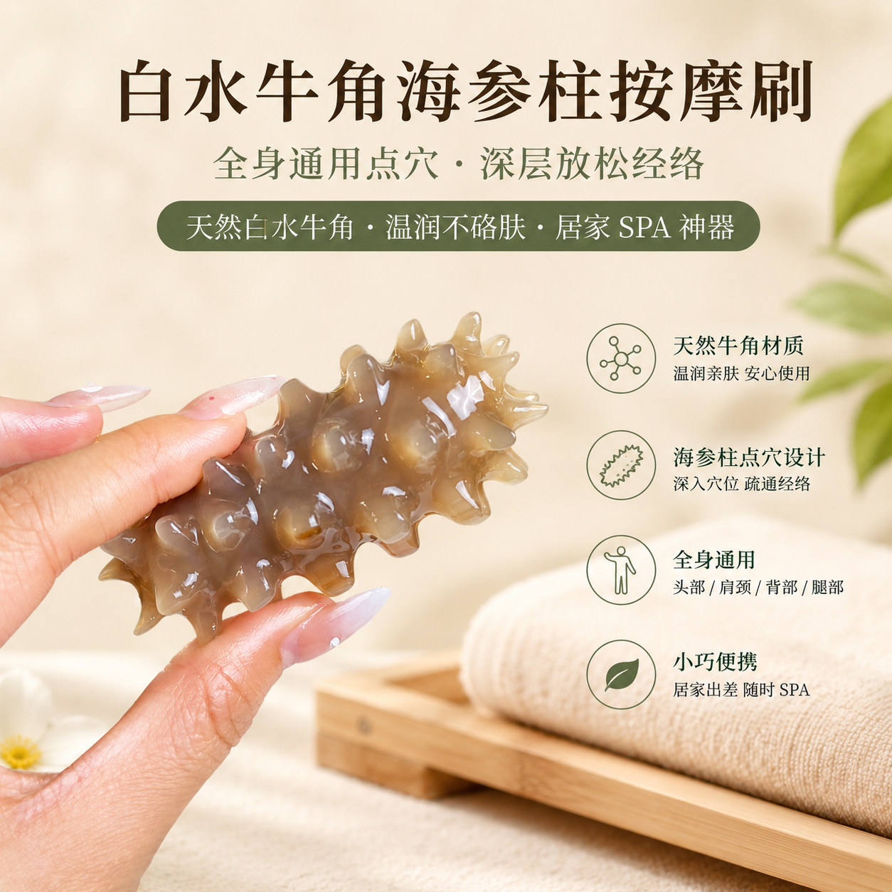 牛角海参刺柱按摩新潮把玩按摩身体手持质感天然牛角按摩把玩物件