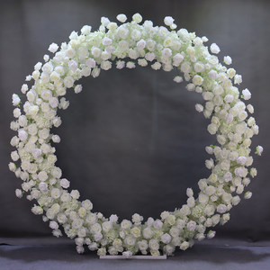 婚庆外贸装饰2米圆环仿真花艺拱门婚礼舞台布置玫瑰拱门花环装饰