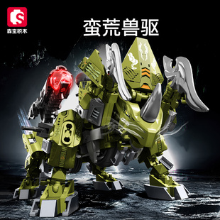 森宝积木蛮荒兽驱疾速摩托重载电磁炮组装模型男孩拼装玩具716001