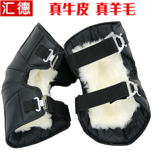 羊毛真皮护膝冬季 女男摩托电动车护膝盖 骑行保暖加厚防寒挡风短款