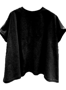 韩版宽松短袖圆领t恤女2024夏季新款黑色简洁百搭上衣潮