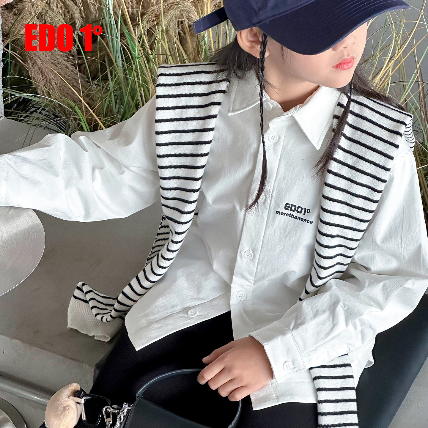 edo1一度童装2025冬季新款休闲时尚夹棉白衬衫休闲百搭衬衣上衣