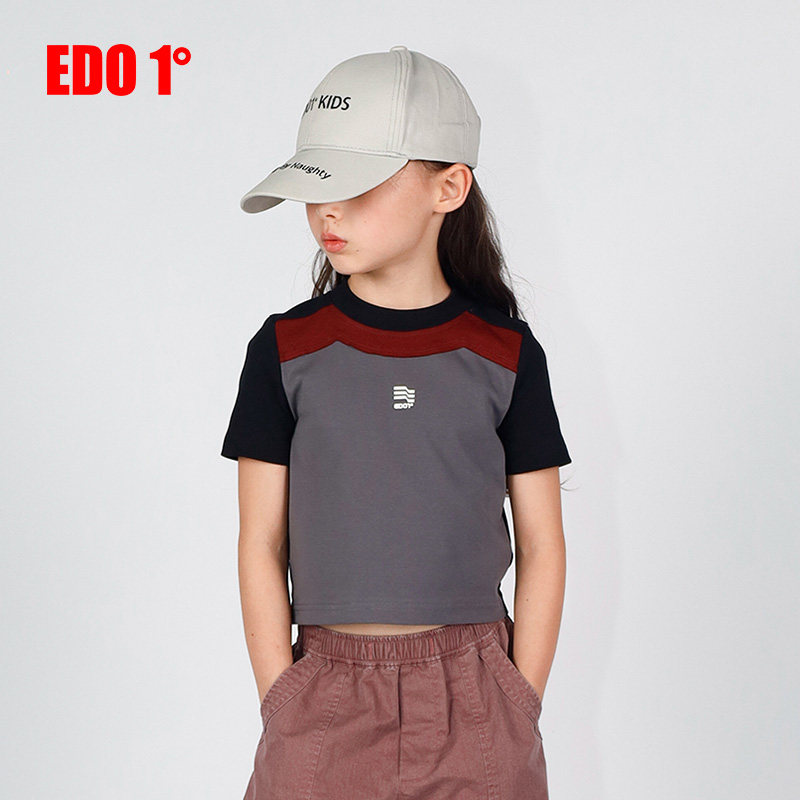 edo一度童装2025夏季新款女童时尚拼接修身款短袖T恤儿童运动上衣,童装/婴儿装/亲子装,T恤,淘宝优惠券,粉丝福利购,淘宝优惠卷