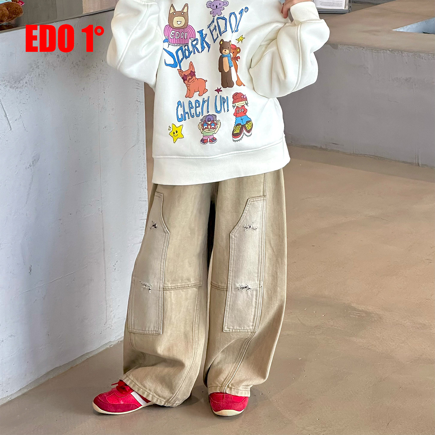 edo1一度童装冬季新款百搭牛仔裤