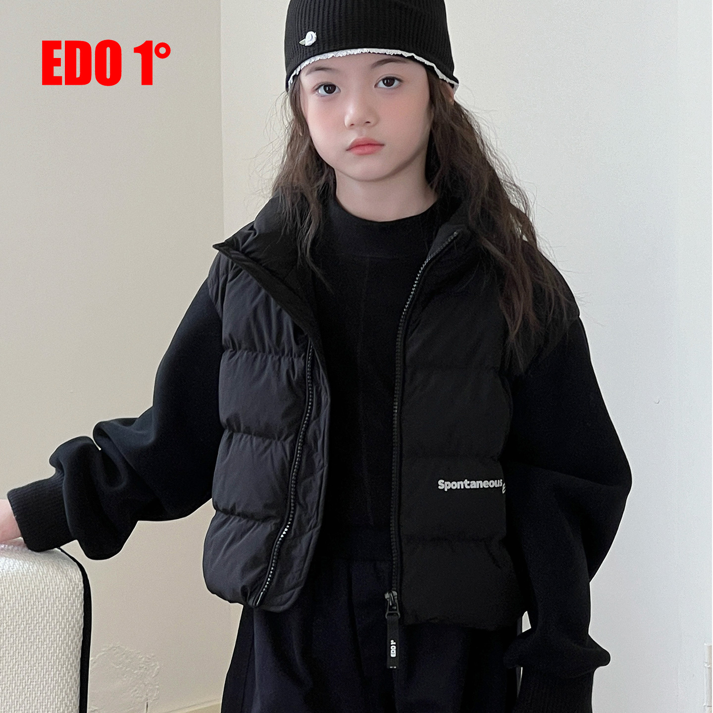 edoy一度短款女童卫衣袖羽绒服