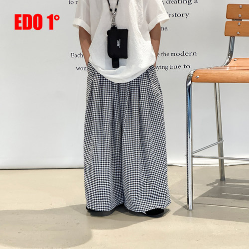 edo1一度童装夏季风格纹阔腿裤
