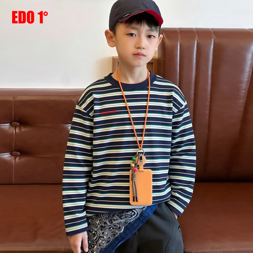 edo一度26秋冬撞色条纹长袖T恤