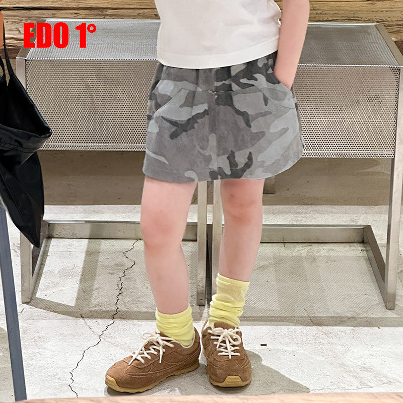 edo一度童装2025夏季新款女童时尚迷彩裙裤儿童户外运动短裤潮