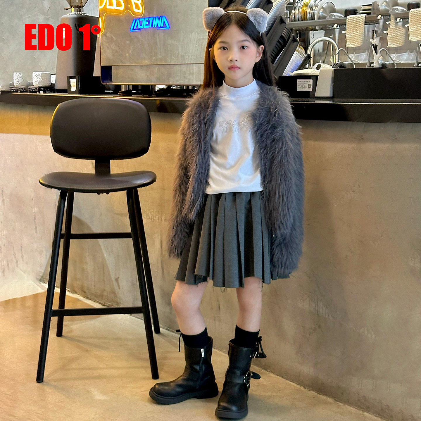 edo一度童装秋冬无领毛衫外套潮