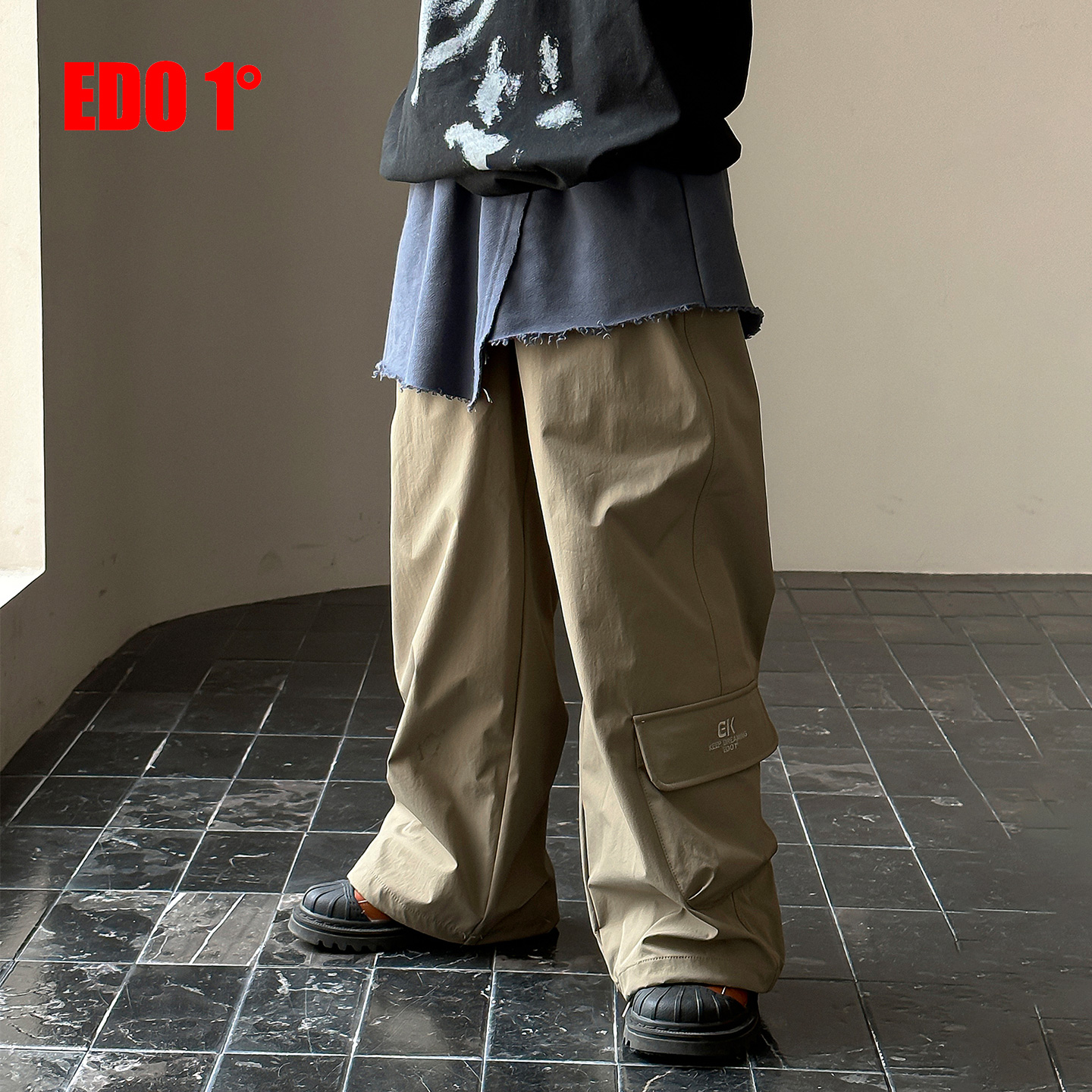 edo童装时尚假两件阔腿裤