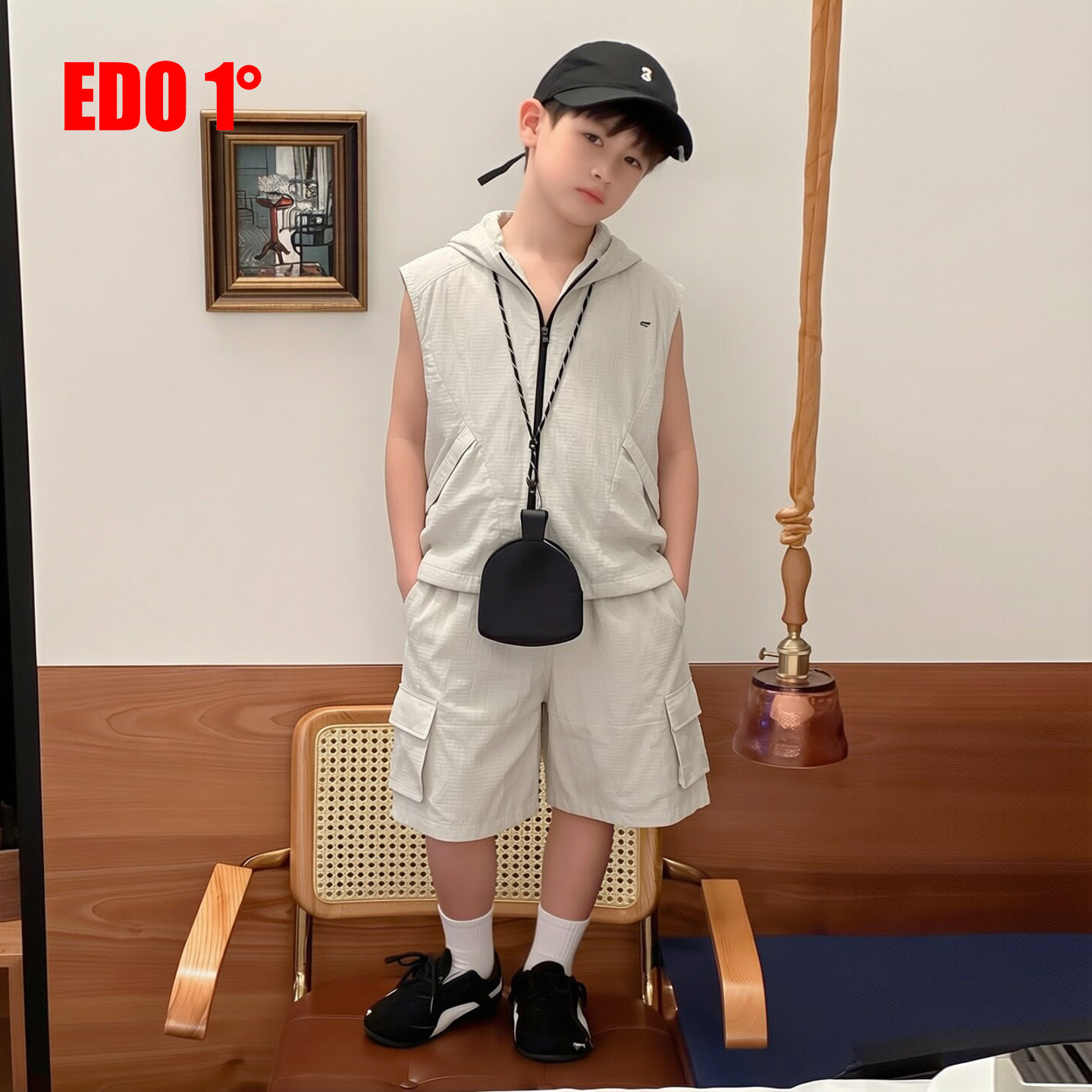 edo1一度26夏季工装马甲短裤套装