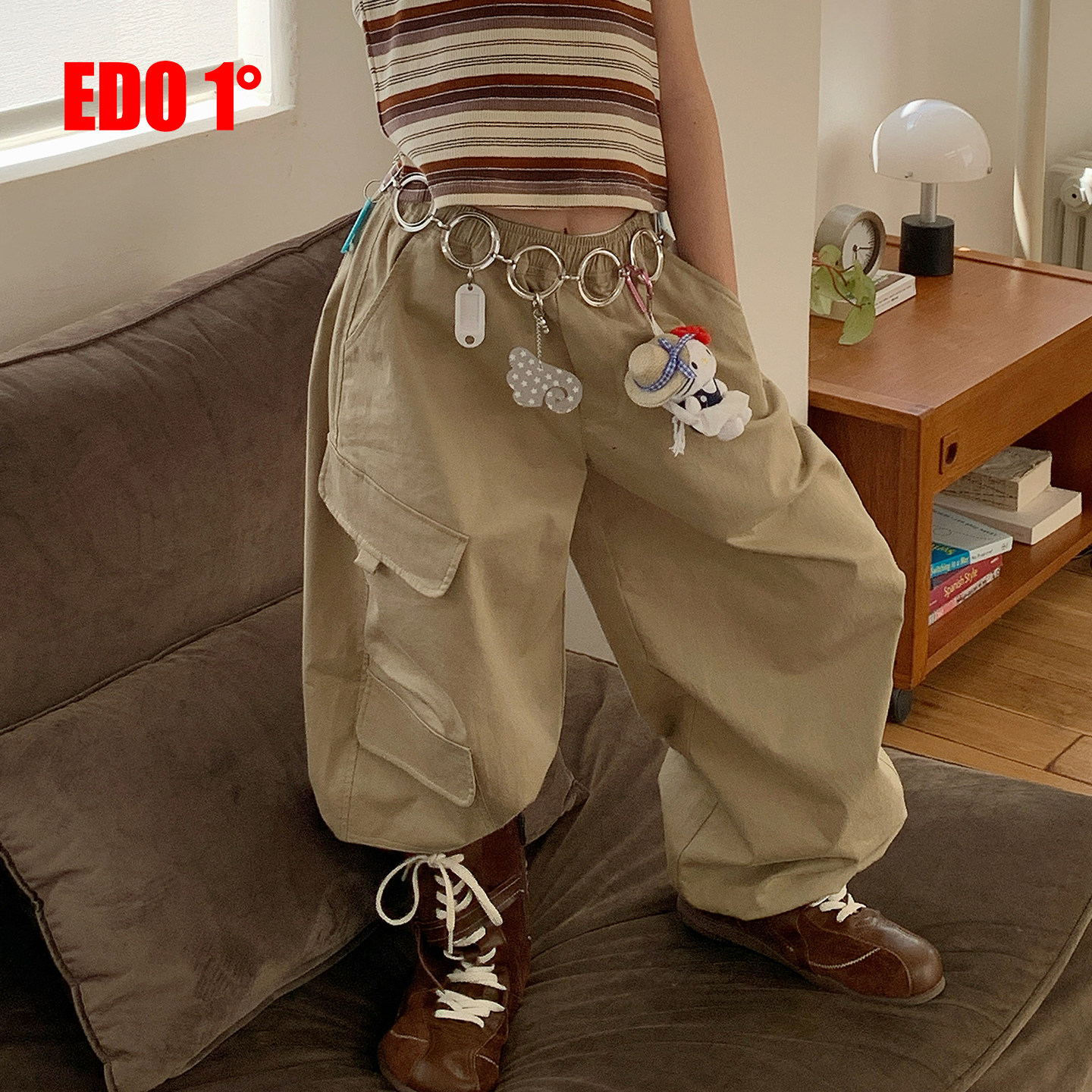 edo1一度童装26春夏新款儿童休闲风薄款宽松工装裤男童束脚裤