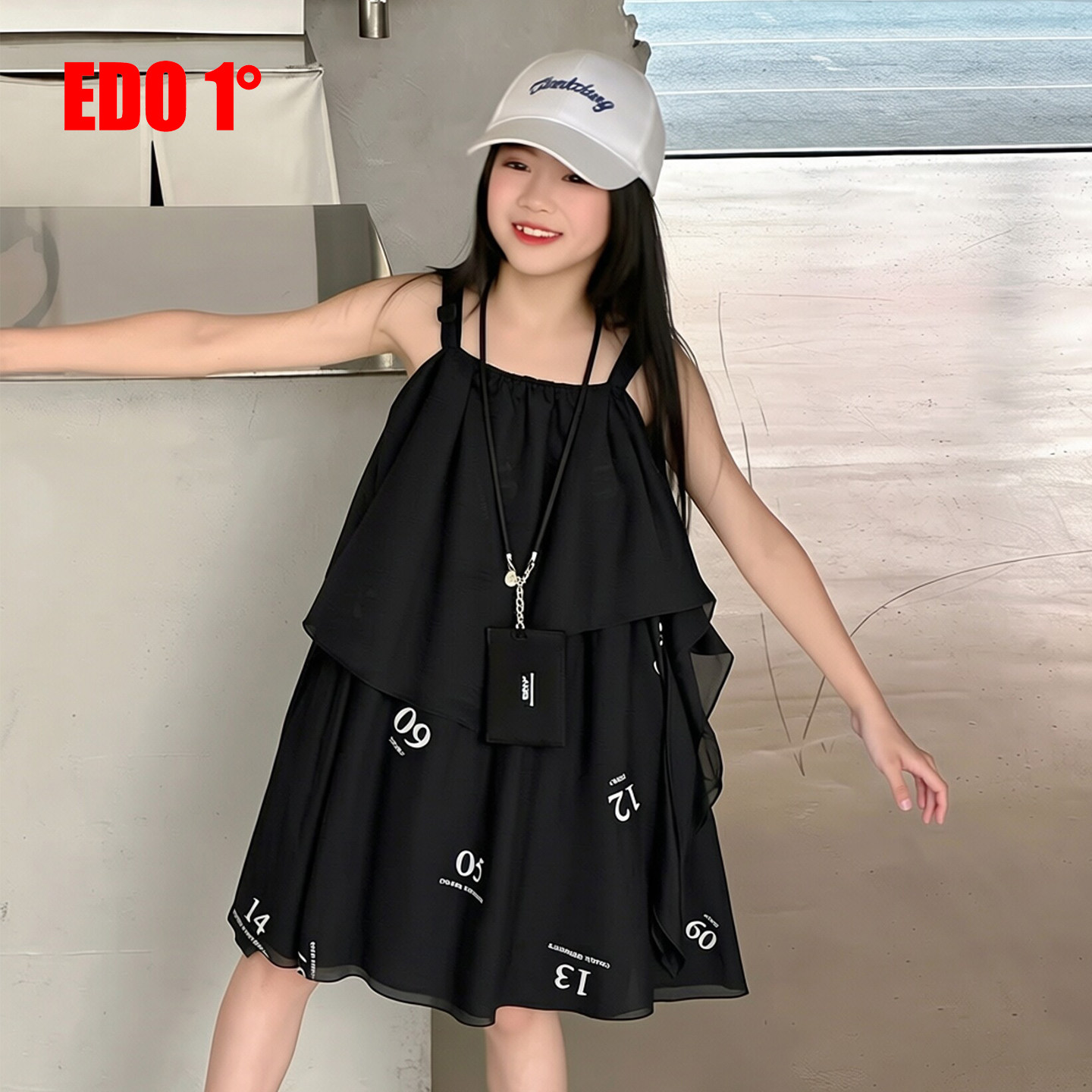 edo1一度26夏女童度假风连衣裙
