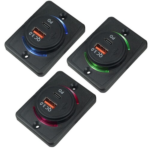 汽车改装加装车载充电器usb后排快速充电口12v-24v通用型房车客车