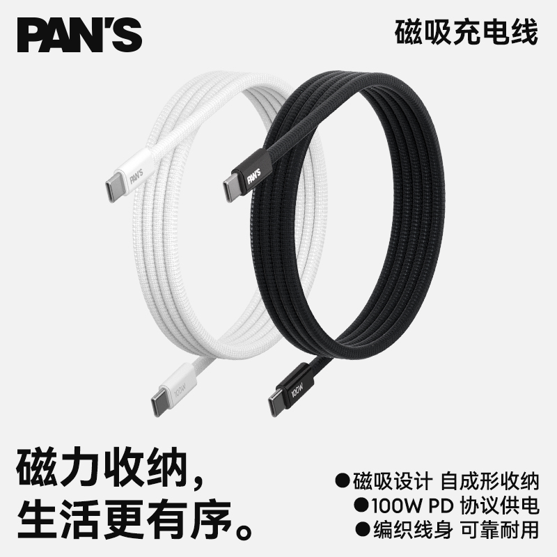 影视飓风 PAN'S平移磁吸线专业级双Type-C数据线100W自收纳充电线 3C数码配件 数据线 原图主图