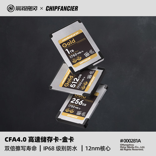 影视飓风&CHIPFANCIER联名CFA4.0高速存储卡金卡防水256G512G 1TB
