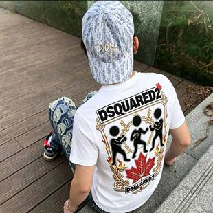 广州新款D2三小人打架短袖高版本重磅快手网红爆款印花男女同款