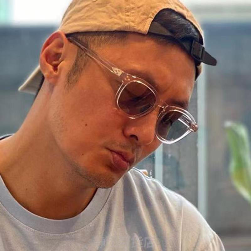 镁作复古港风小框TR90质感墨镜男士个性透明框偏光太阳眼镜女