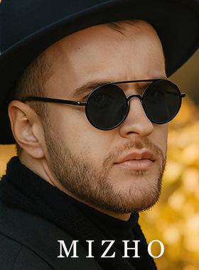 镁作男士防紫外线圆框太子镜