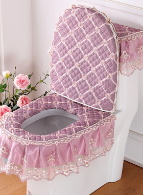 三件套欧式新款绿色灰色紫色外套卫生间拉链式垫套坐便盖马桶套