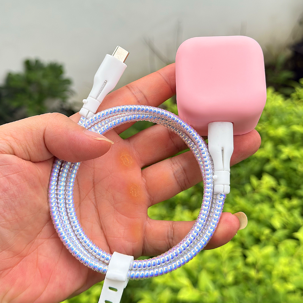 适用苹果iPhone17 16 15pro max动态40W充电器壳数据线保护套绕绳