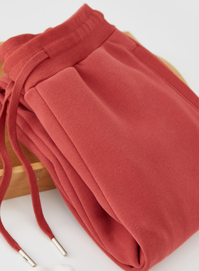 420G重磅新款秋冬复古红加绒运动裤女束脚休闲加厚卫裤女大码长裤