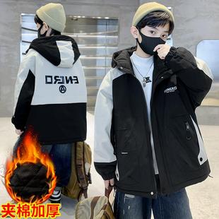 男童加絨外套秋冬季 薄棉衣 中大童夾棉加厚沖鋒衣男孩冬裝 2025新款