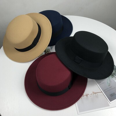 冠宏秋冬平顶毛呢礼帽时尚英伦风