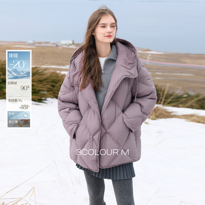 【90白鹅绒】三彩2025冬季新款防水鹅绒服易打理羽绒服M