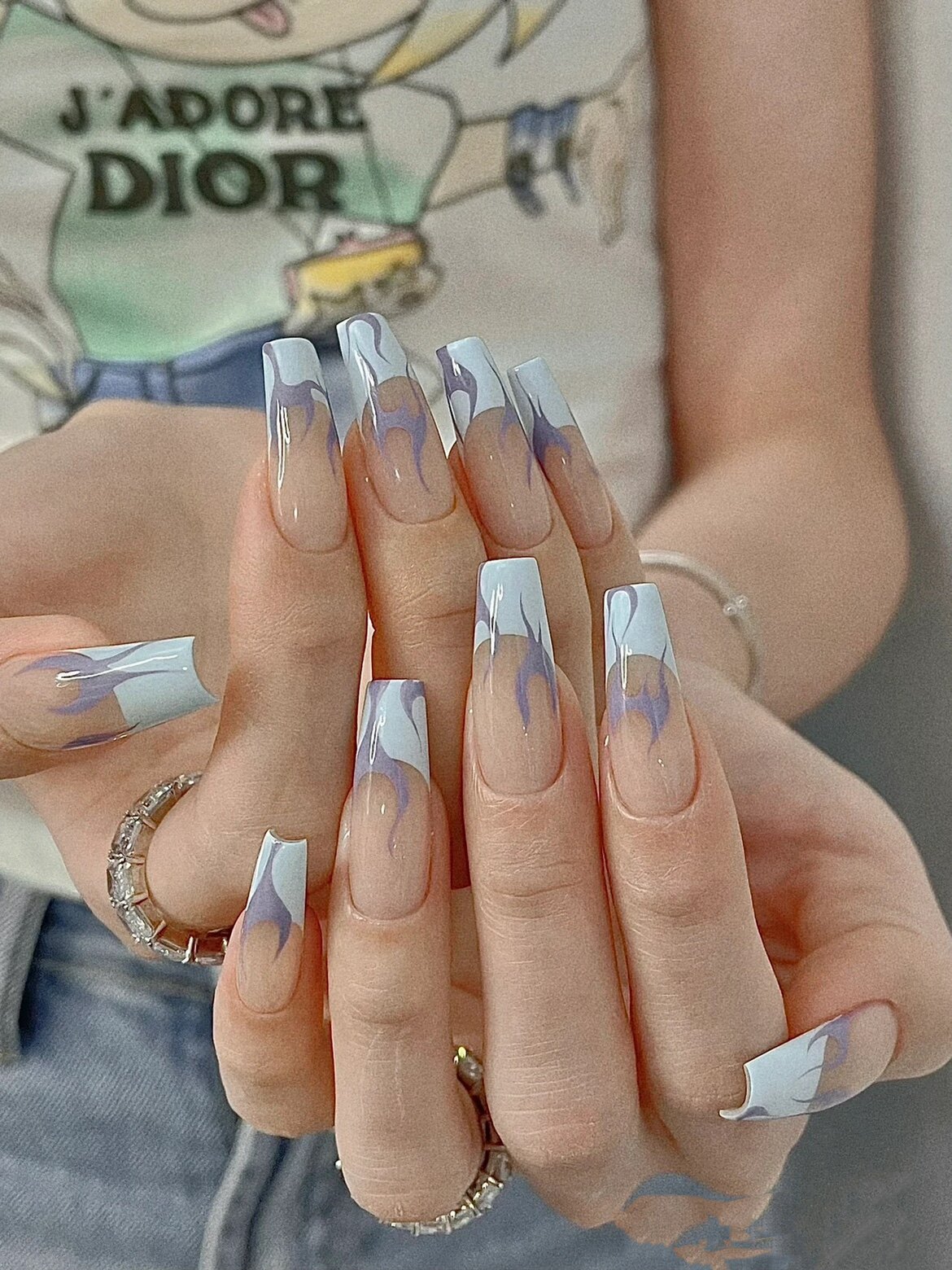 私人订制手工穿戴甲网红爆款欧美风甜酷辣妹火焰美甲贴片