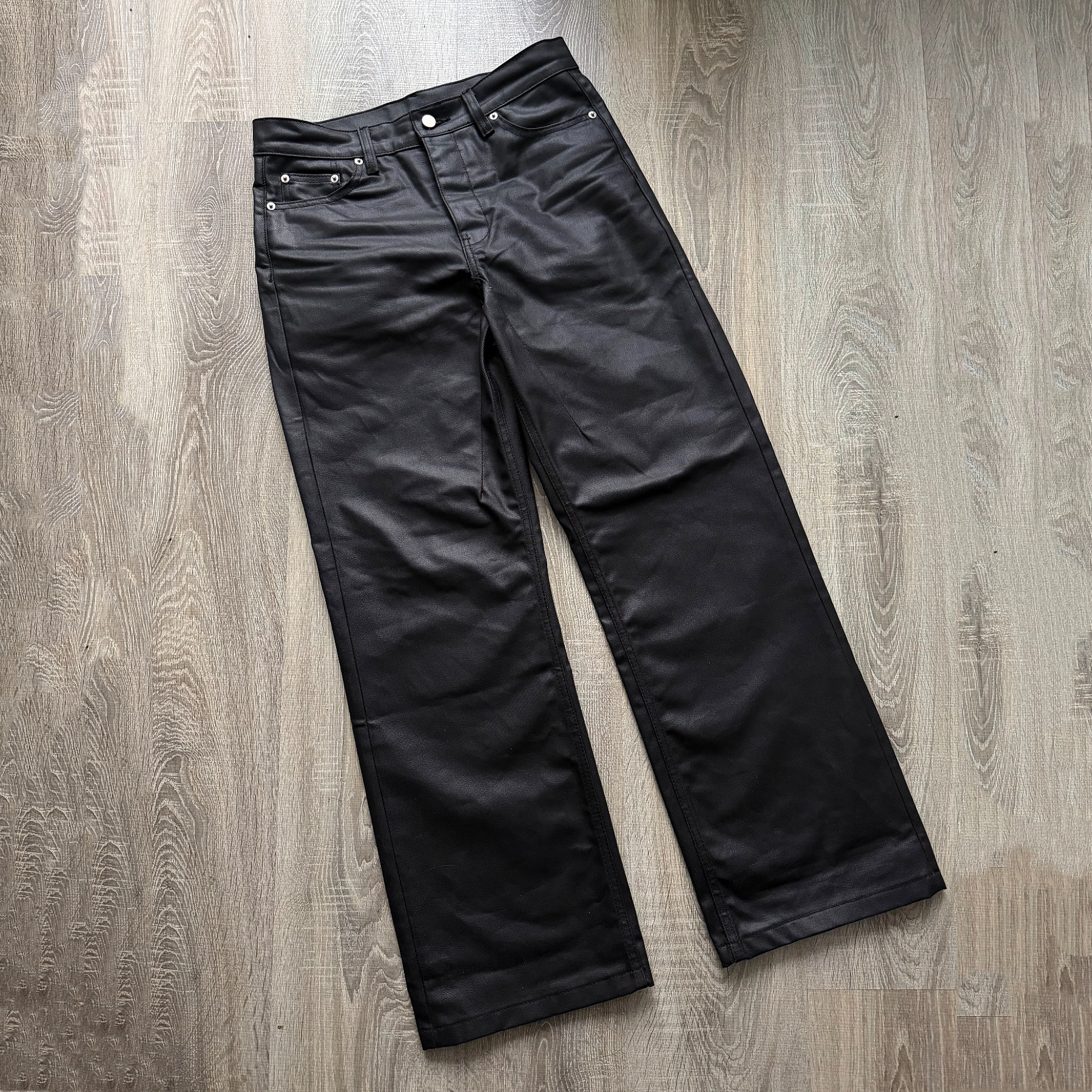 涂层休闲直筒微喇cleanfit牛仔裤