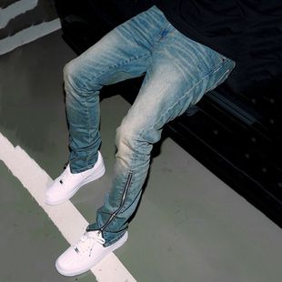 2026秋季牛仔长裤子男修身小脚开叉潮牌vibe国潮高街欧美街头美式