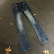 男 型牛仔裤 包邮 海森堡bootcut复古蓝竹节褪色洗水做旧微喇版