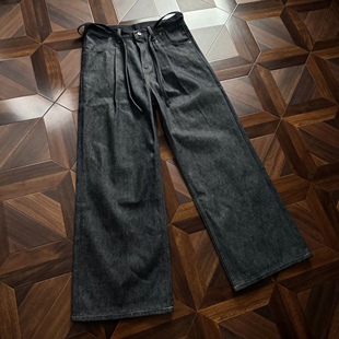 美式剑道双褶原牛蓝13盎司A字宽松廓形固色牛仔裤优雅差异化通勤