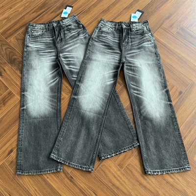 猫须战斗牛王微喇黑灰色牛仔裤男