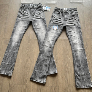 男 牛仔裤 美式 高街vibe风重磅水洗黑灰vintage3.0质感微喇弹力修身