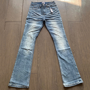 欧美vibe风重磅水洗蓝牛3.0vintage517质感微喇高弹力猫须牛仔裤