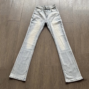 纪璇自主冰蓝牛超自然猫须不深不浅高弹牛仔裤 闪电发货24小时