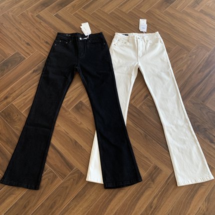 美式水洗黑白牛cleanfit牛仔裤微喇修身显瘦复古vintage517裤子男