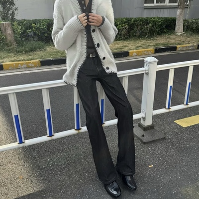 百搭微喇牛仔裤立体通勤裤子男