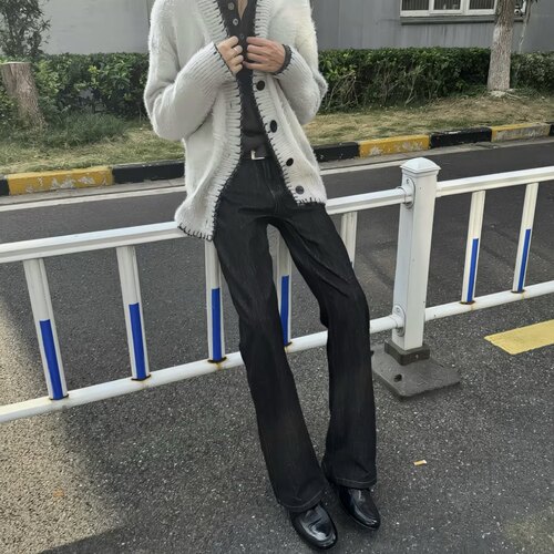 百搭微喇牛仔裤立体通勤裤子男
