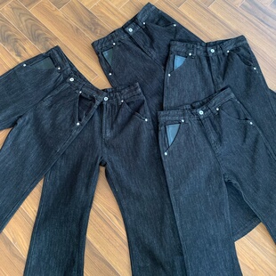 美式vintage复古水洗做旧刺绣四线窄幅赤耳原牛仔裤517风长裤子男