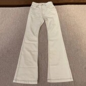 子男 潮牌显瘦阔腿裤 美式 vibe高街高弹力拖地米白色磨毛喇叭牛仔裤