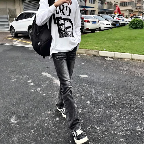 水洗517质感微喇弹力修身牛仔裤