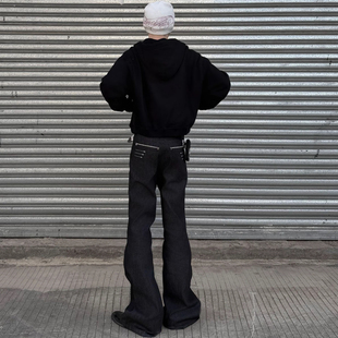 欧美自主【微喇堆积】设计1021原创正品四线窄幅赤耳原牛牛仔裤男