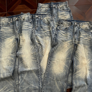 高街cleanfit宽松直筒牛仔裤 型水洗猫须美式 男 绿水牛王2021M版