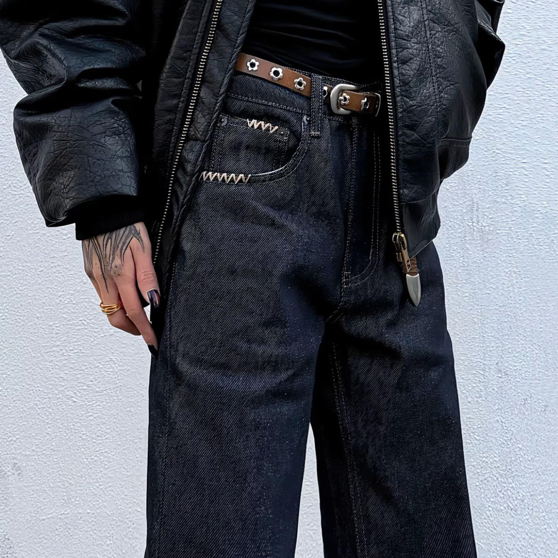 美式高街水洗手缝针14盎司原牛646堆叠设计感微喇固色牛仔裤男潮,男装,牛仔裤,淘宝优惠券,粉丝福利购,淘宝优惠卷